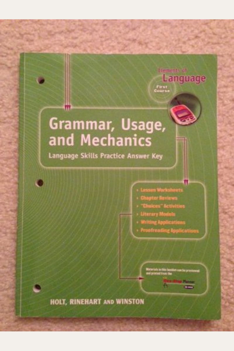 Buy　Language　Mescal　Mechanics:　Key　Elements　Answer　Of　Book　Language　etc　Usage　Grammar,　Skills　By:　And　Grade　Evlar