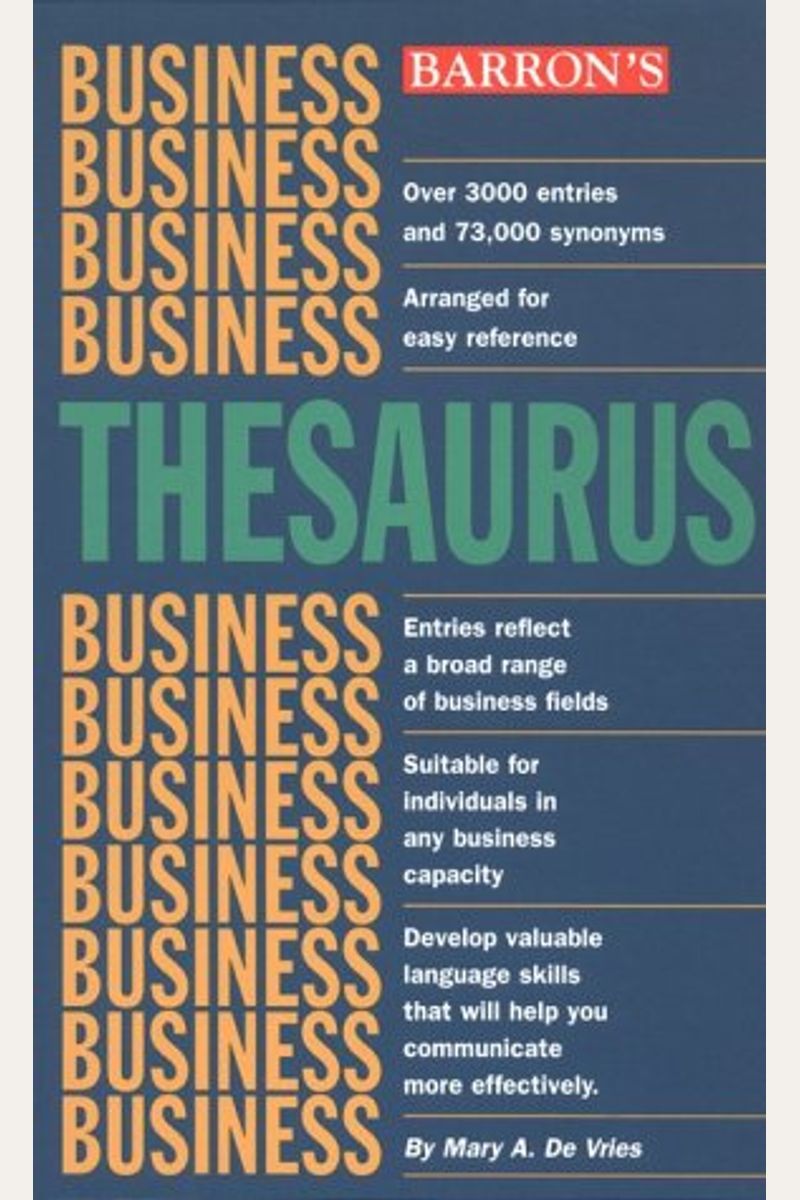Buy Business Thesaurus Book By Mary A de Vries