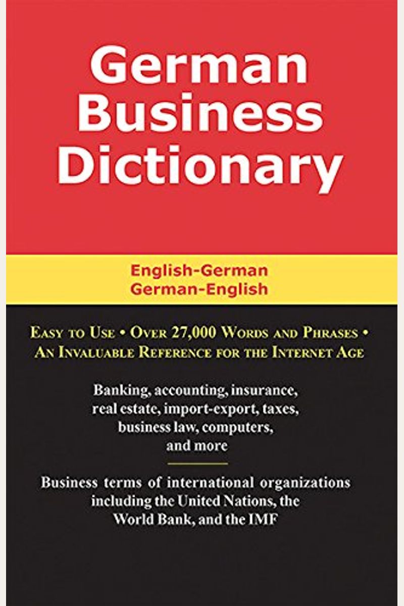 Buy German Business Dictionary EnglishGerman, GermanEnglish Book By