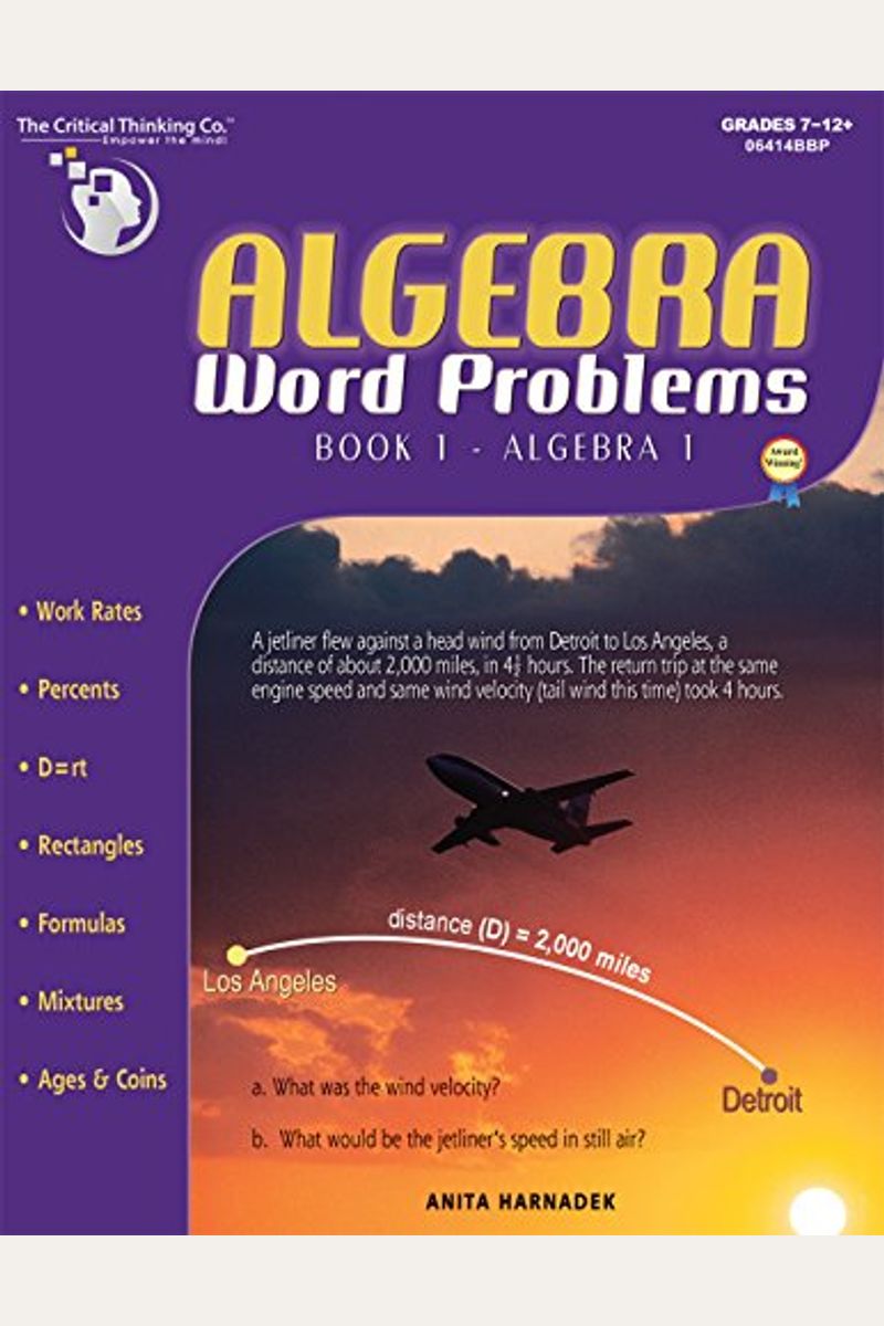 Buy Algebra Word Problems Algebra 1 Book By: Critical Thinki