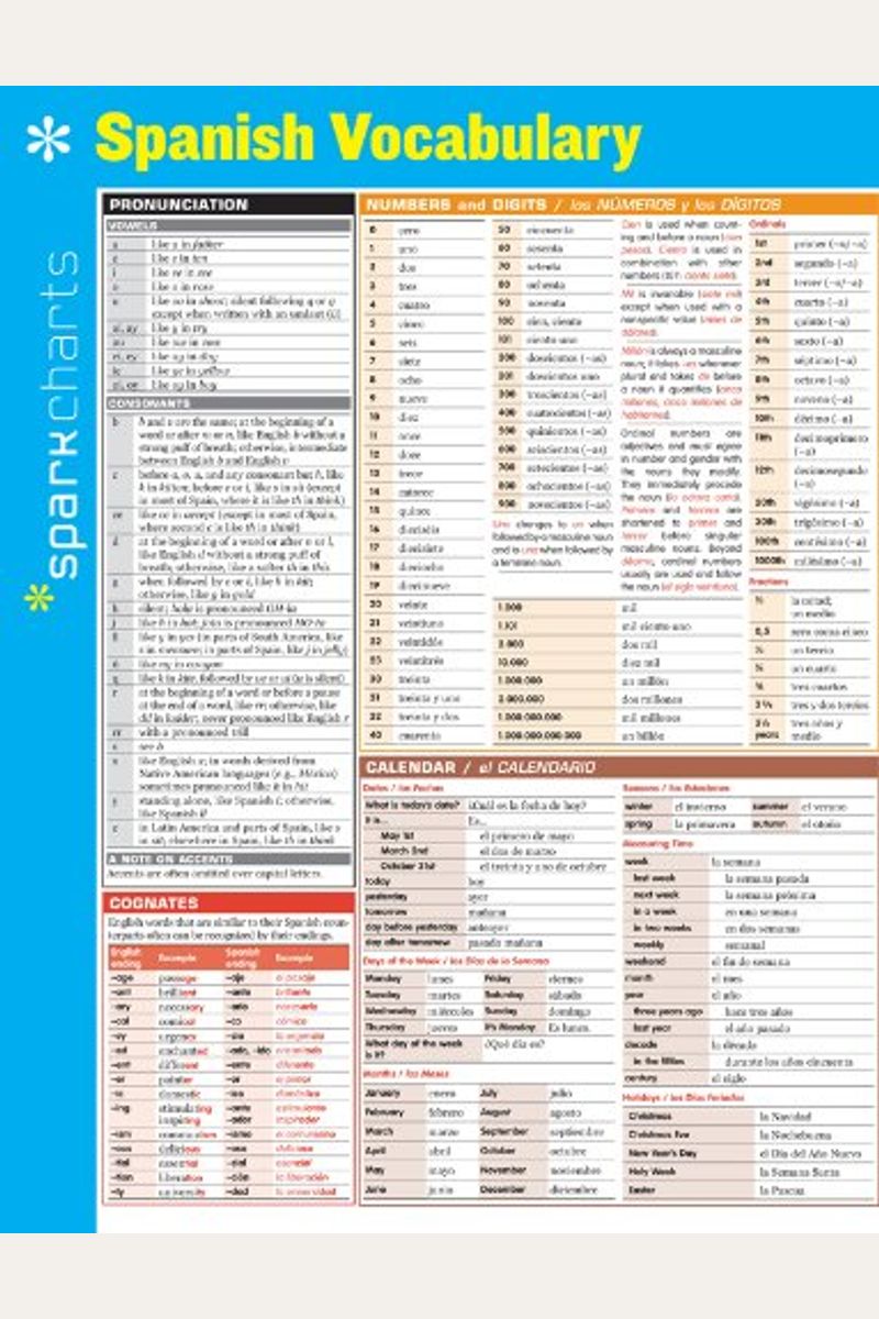 Spanish Vocabulary Sparkcharts: Volume 66