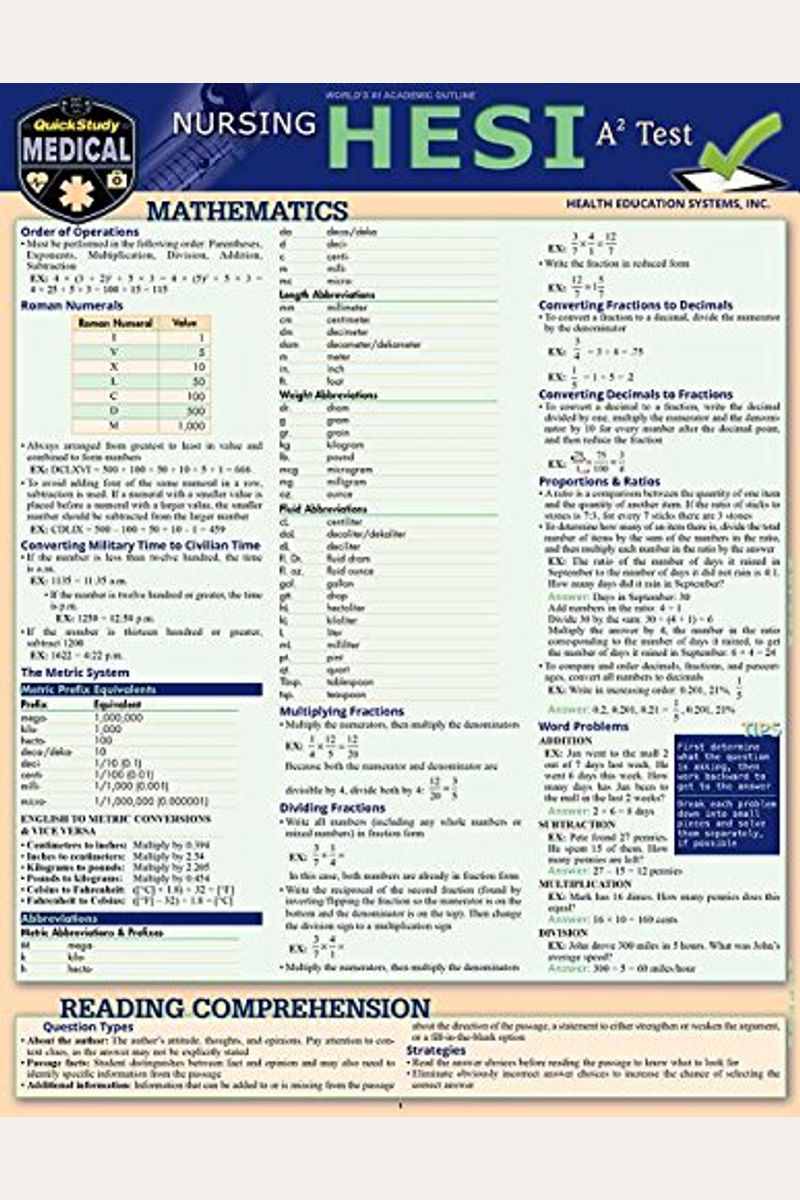 QuickStudy, Math Review Laminated Study Guide