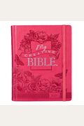 Kjv Holy Bible, My Creative Bible, Faux Leather Hardcover - Ribbon Marker, King James Version, Pink Floral W/Elastic Closure
