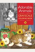 Adorable Animals Grayscale Coloring Book