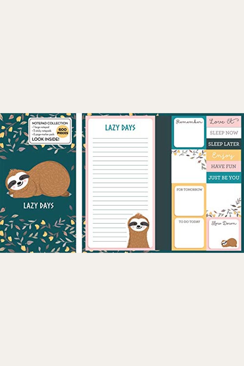 Book Of Sticky Notes: Notepad Collection (Sloth Lazy Days)