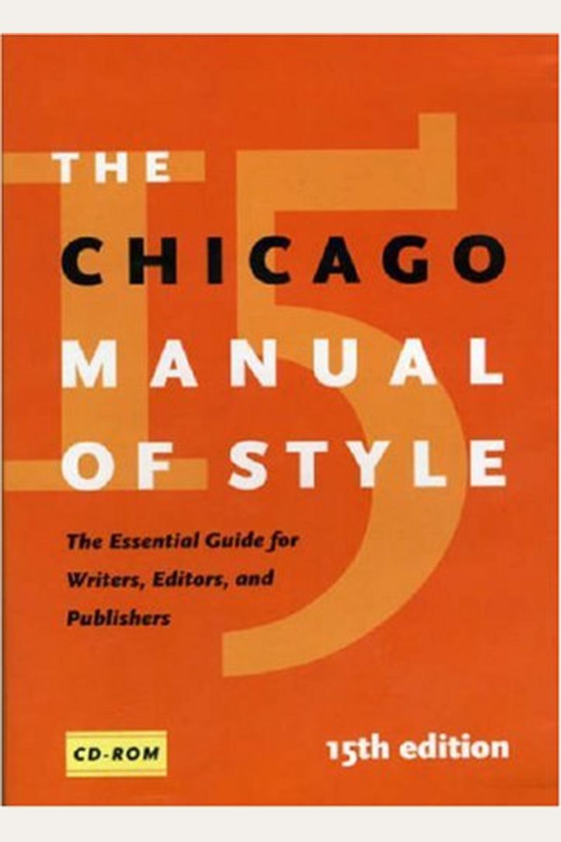 The Chicago Manual Of Style, 15th Edition: [Cd-Rom Only]