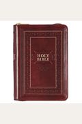 Kjv Large Print Compact Bible Burgundy With Zipper Faux Leather