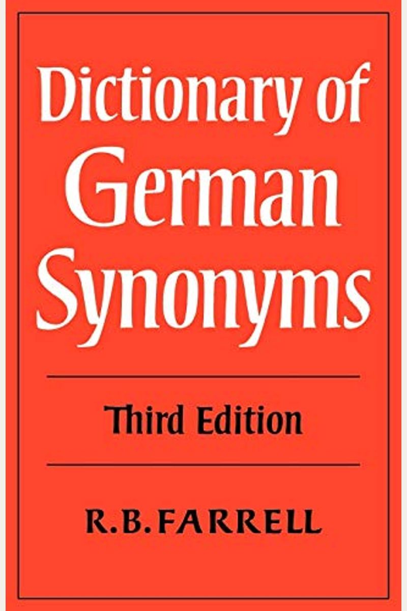 Buy Dictionary Of German Synonyms Book By R B Farrell