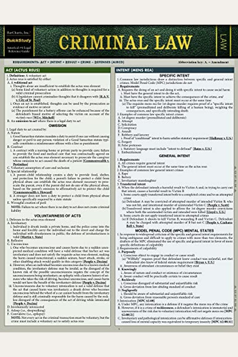 Criminal Law: A Quickstudy Laminated Reference Guide (Other)